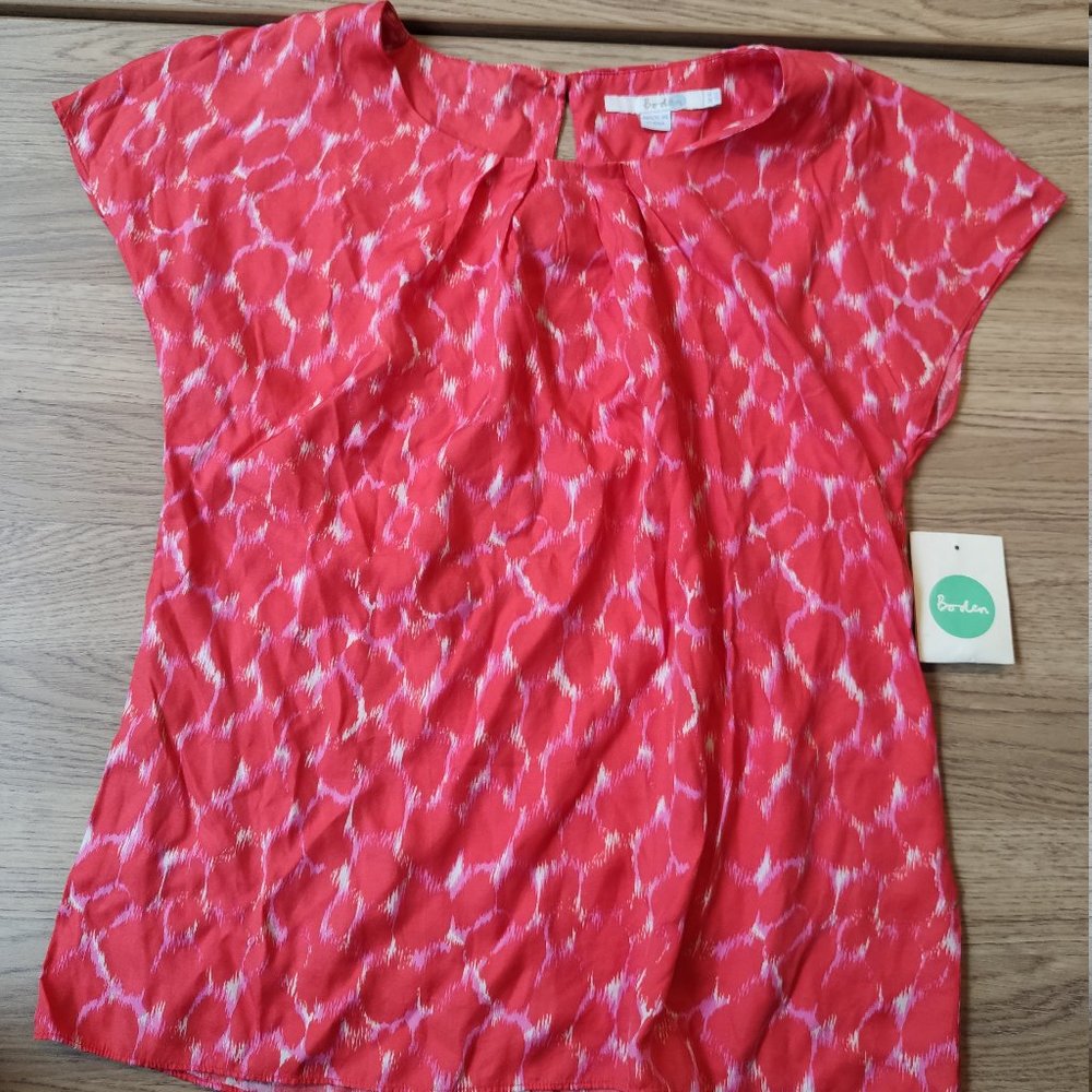 Boden Ravello silk blend cap sleeve blouse womens 6 orange pink career WA530